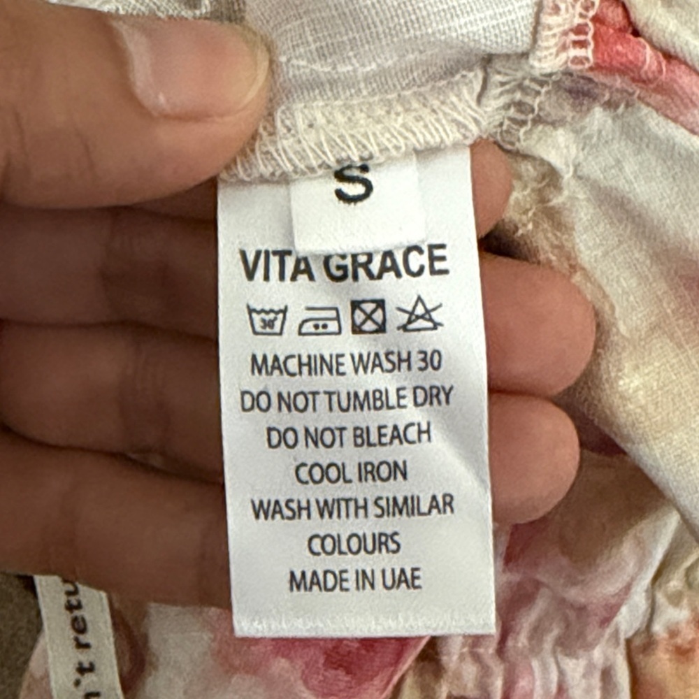 Vita Grace Floral Crop Top Ruffle Hem Button Front Cottagecore Blouse Romantic - Picture 7 of 7
